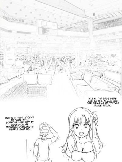 Asuna and Klein buying new bed.