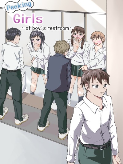 Peeking girls at boy's restroom