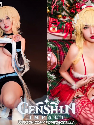 Unknow Cosplayer cosplay Lumine Hoyofest and Christmas – Genshin Impact