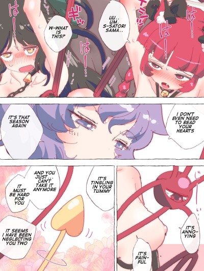 Orin and Okuu can't hold back and cum all over the place while being trained by Satori-sama