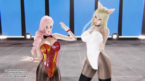 [MMD] 泫雅 - 嘴唇和臀部 Ahri Seraphine 性感 Kpop 舞蹈英雄聯盟 KDA 未經審查的無盡